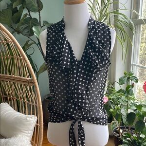 HeartSoul Blue Tie Front Ruffled Blouse